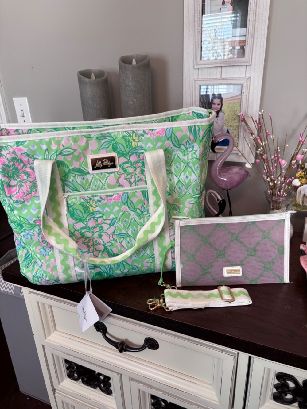 NWT Lilly Pulitzer Large Cooler Bag with Matching Mesh Bag and Shoulder Strap - Picture 10 of 11